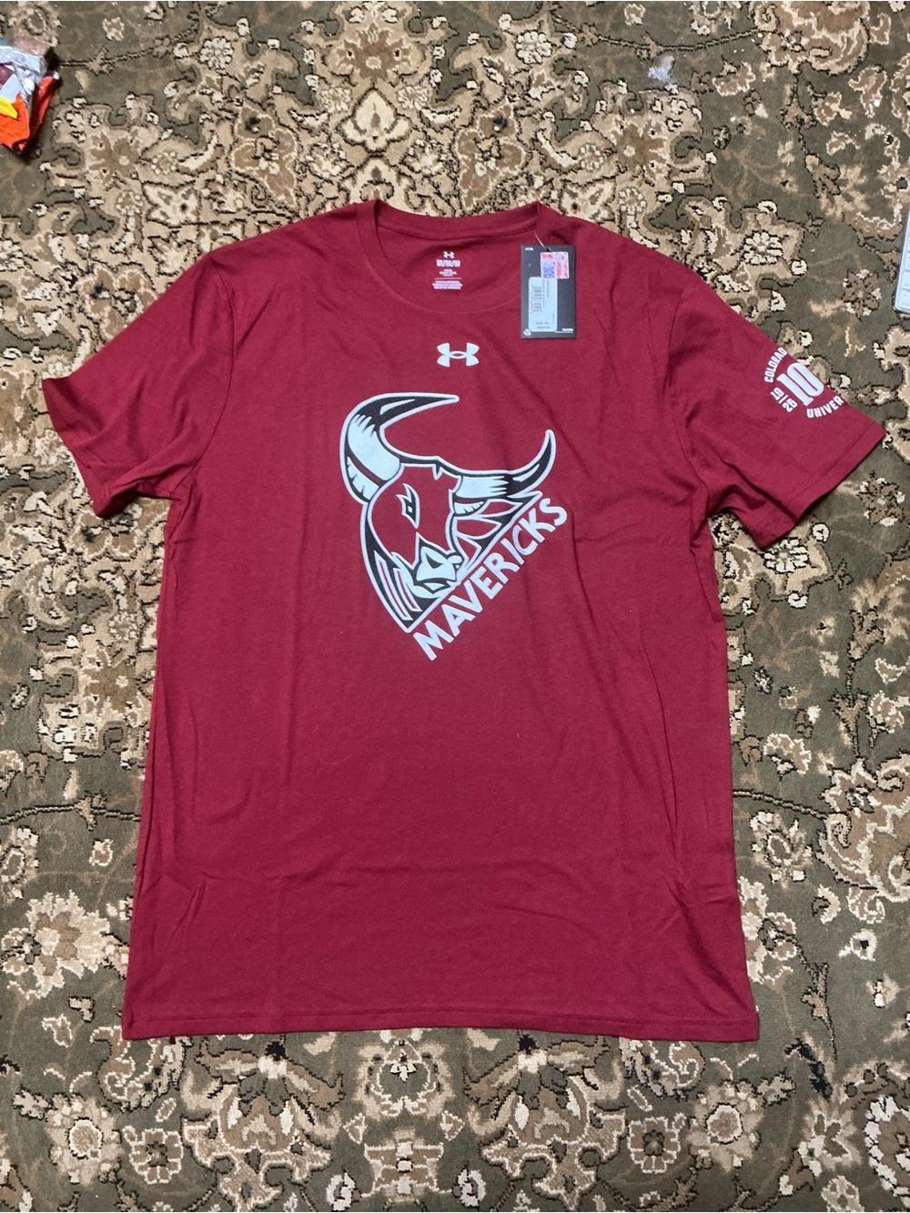 Under Armour Men’s Mavericks Logo Tee - Maroon with White Accents